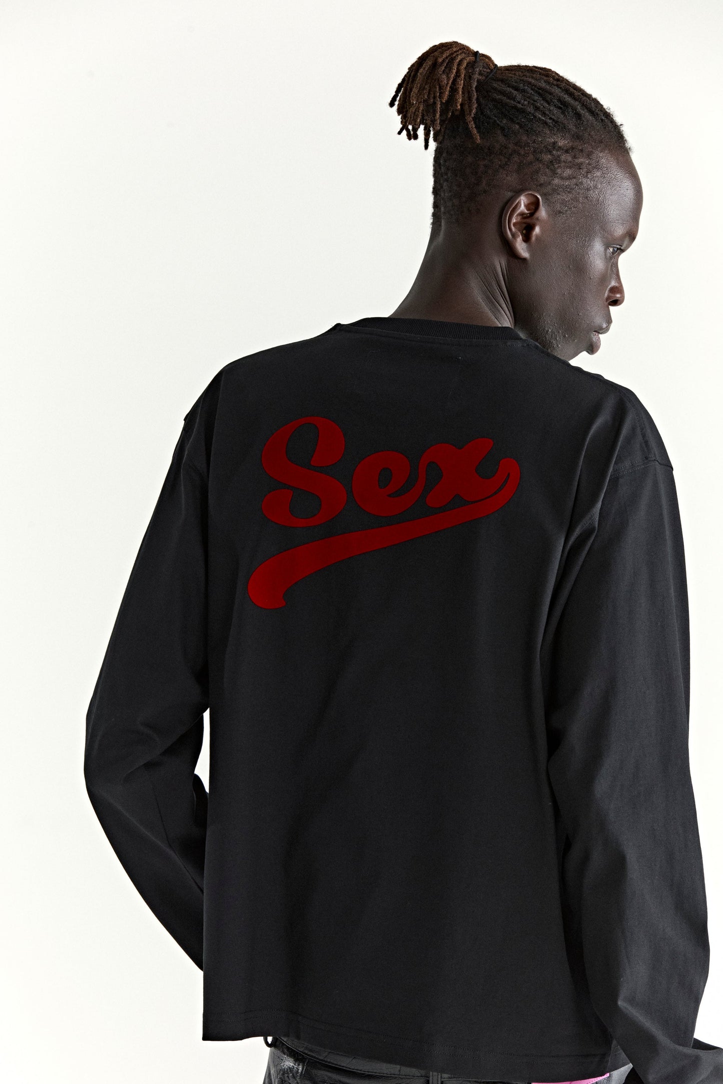 BLACK PORNSTAR LONGSLEEVE TEE ON MODEL