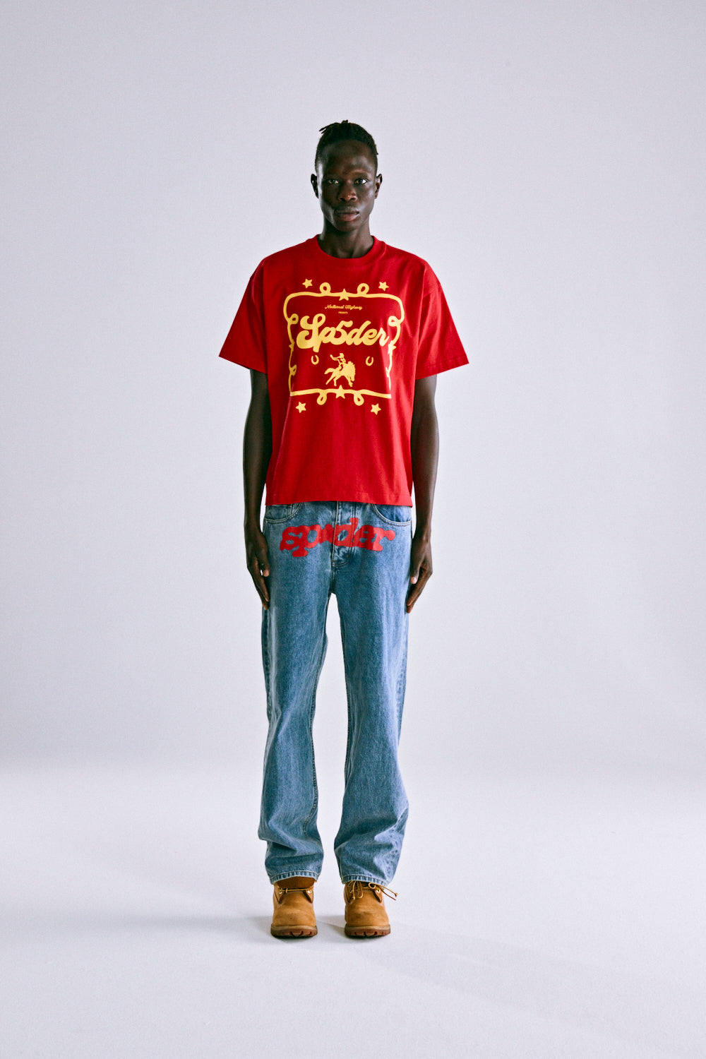 RED RODEO POSTER TEE ON MODEL