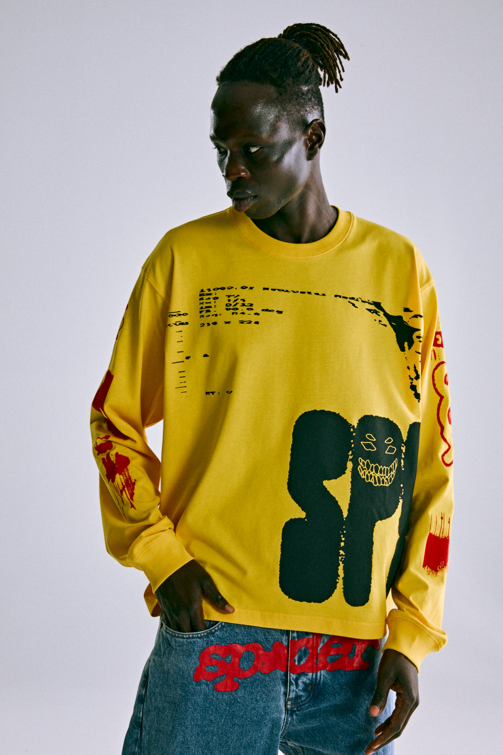 YELLOW X-RAY LS TEE ON MODEL