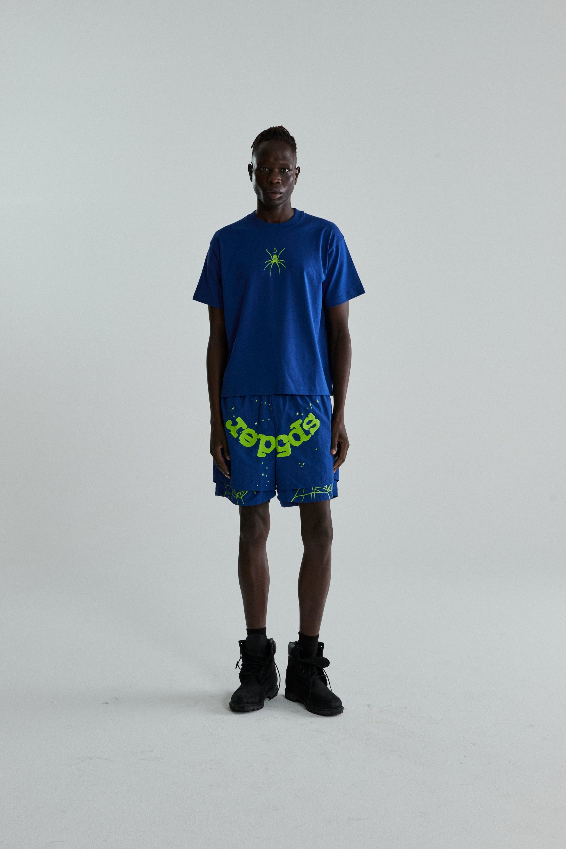 BLUE TM TEE ON MODEL