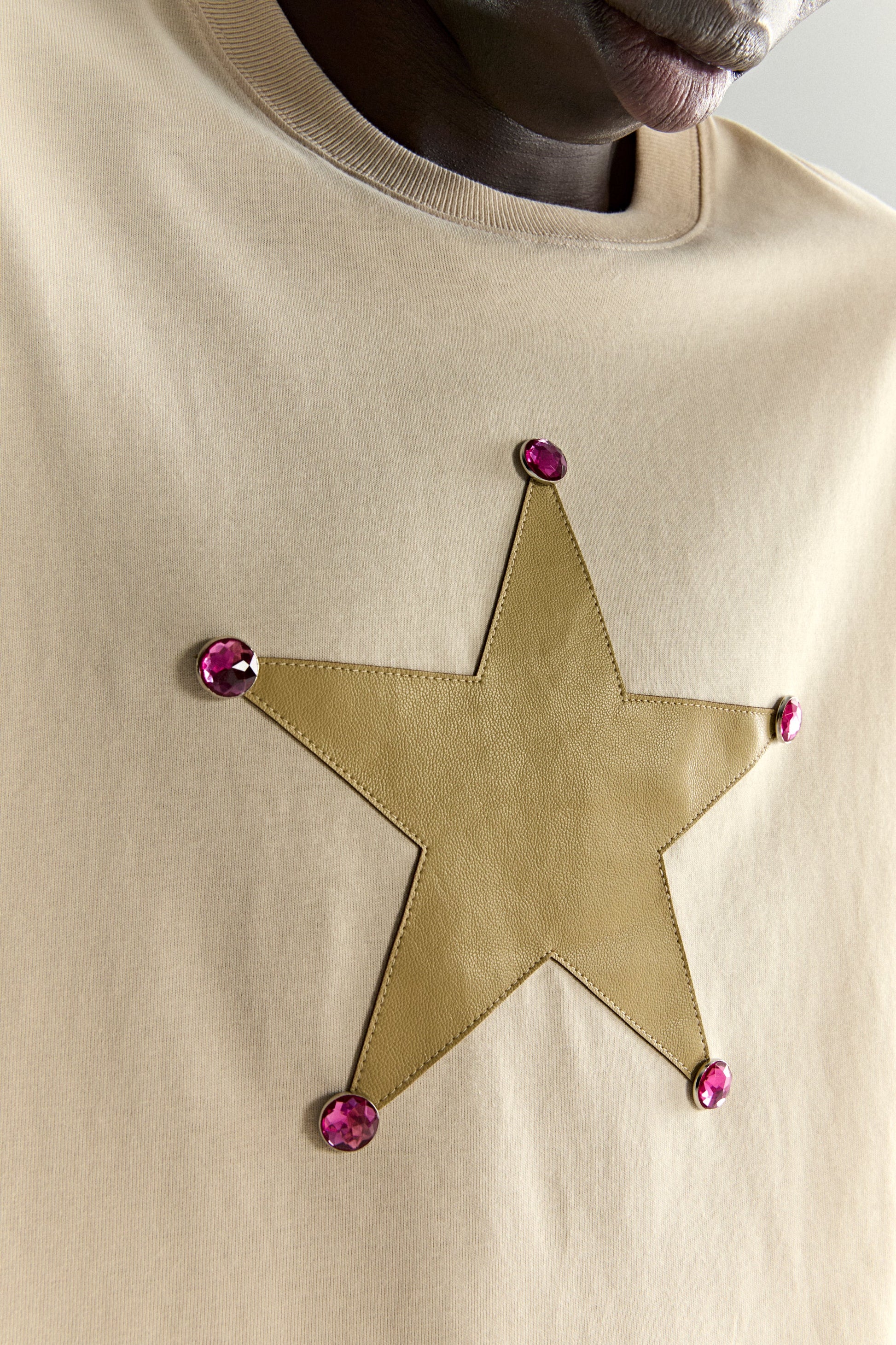 CREAM PORNSTAR LONGSLEEVE TEE ON MODEL