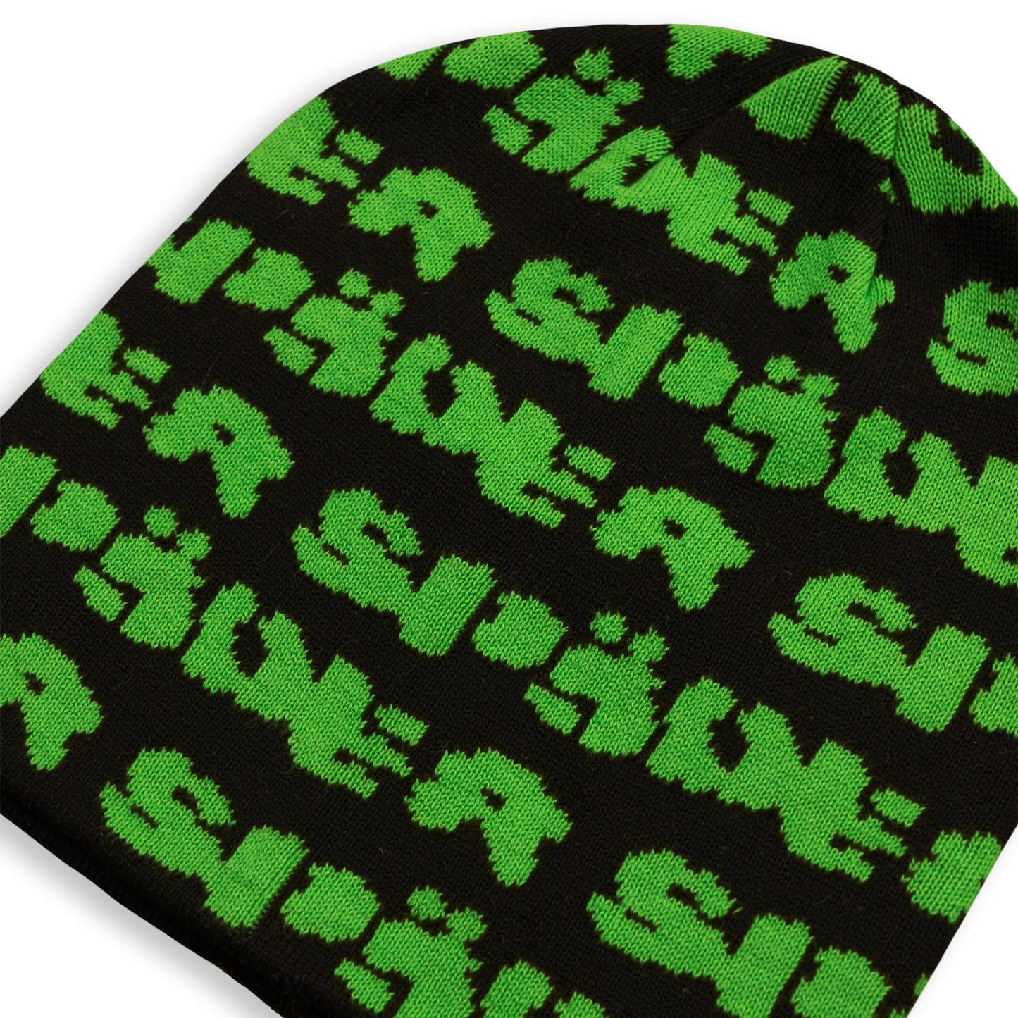 BLACK GREEN FUZZY LOGO SKULLY