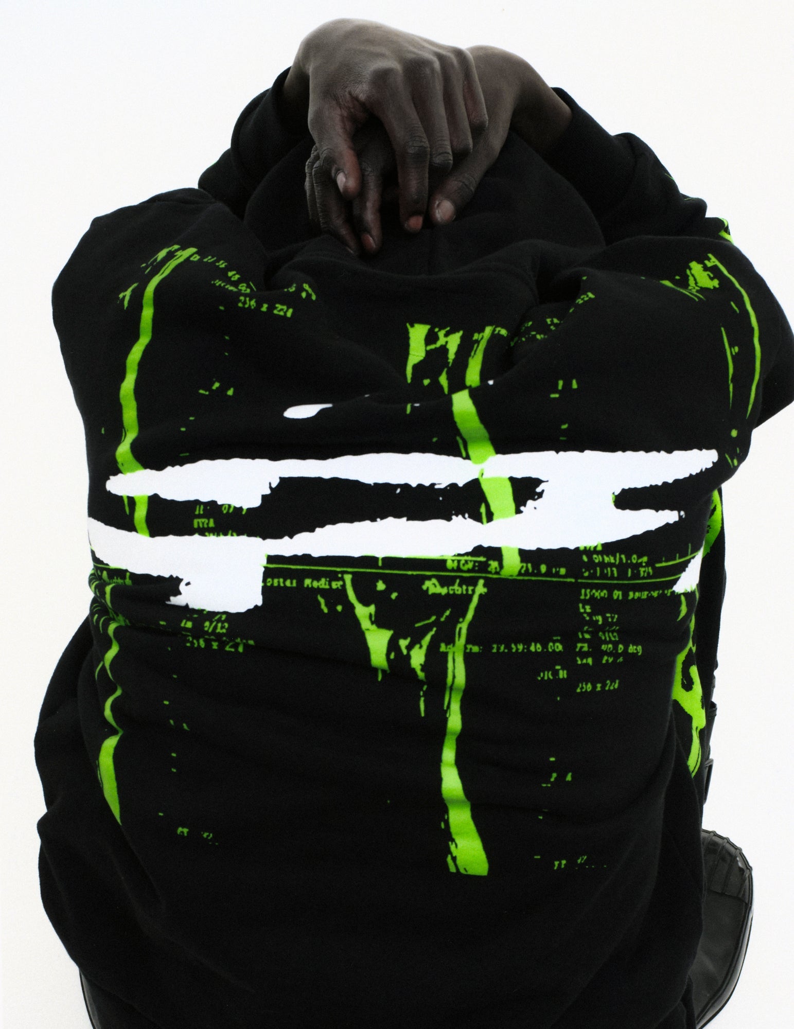 BLACK X-RAY HOODIE ON MODEL