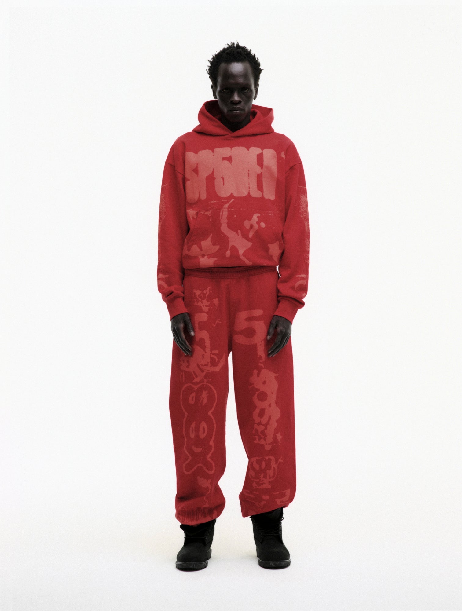 RED X-RAY HOODIE ON MODEL