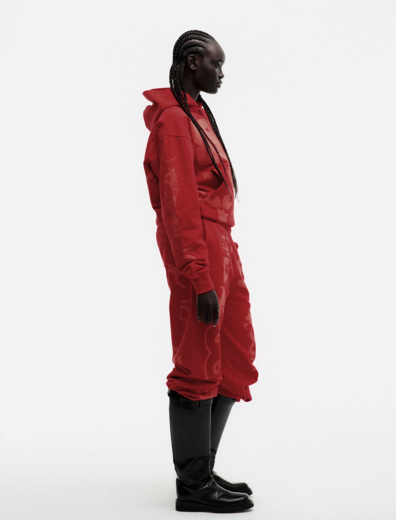 RED X-RAY HOODIE ON MODEL