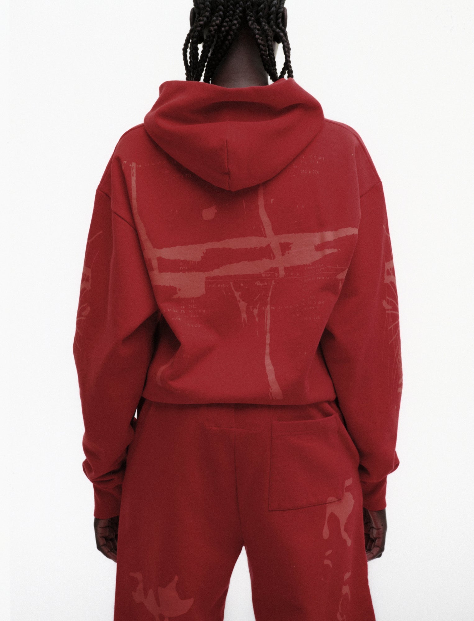 RED X-RAY HOODIE ON MODEL