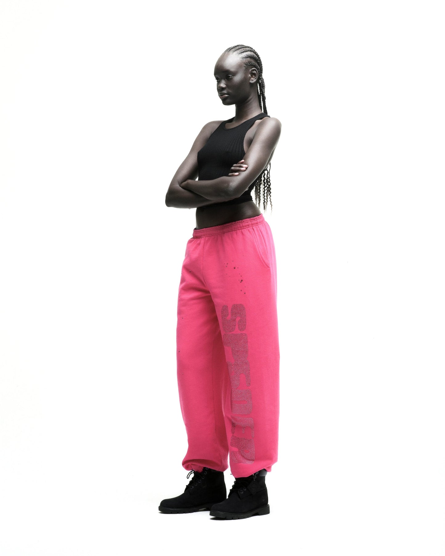 RHINESTONE SILK SWEATPANT