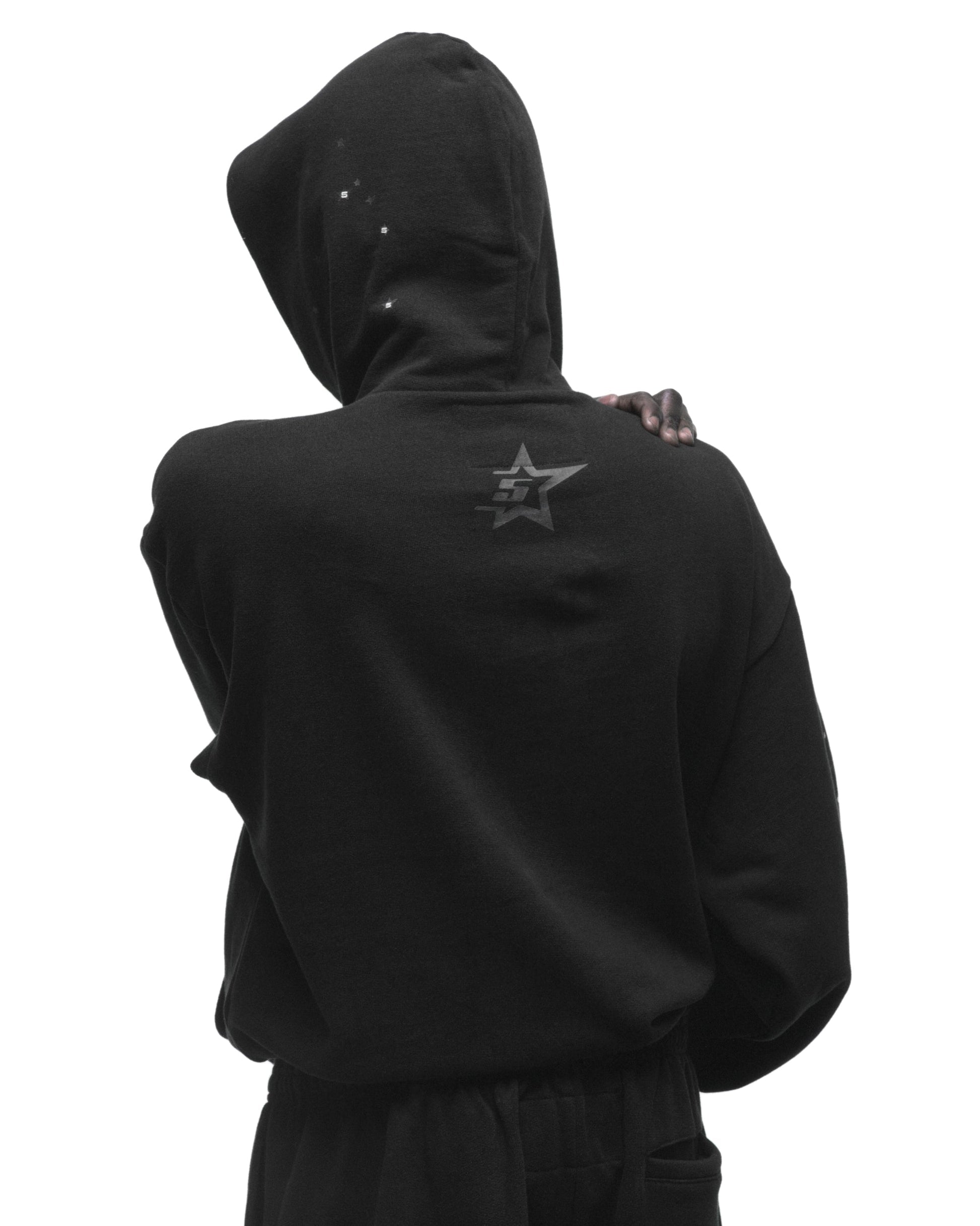 BLACK RHINESTONE PUNK V2 HOODIE ON MODEL