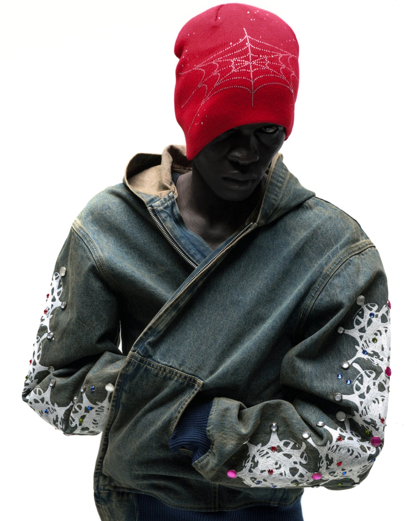 RHINESTONE SILK SKULLY