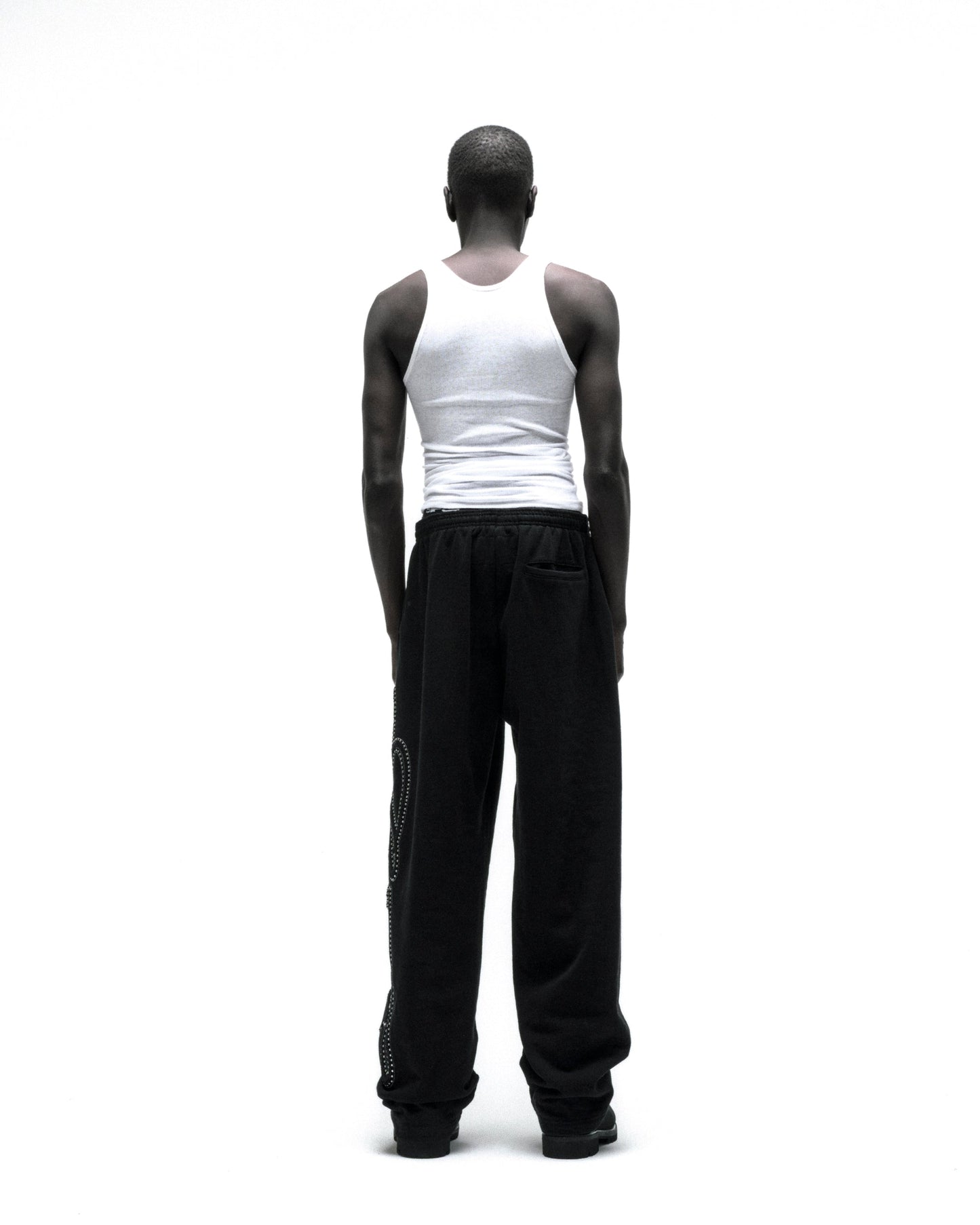 RHINESTONE SCRIPT WIDE LEG SWEATPANT