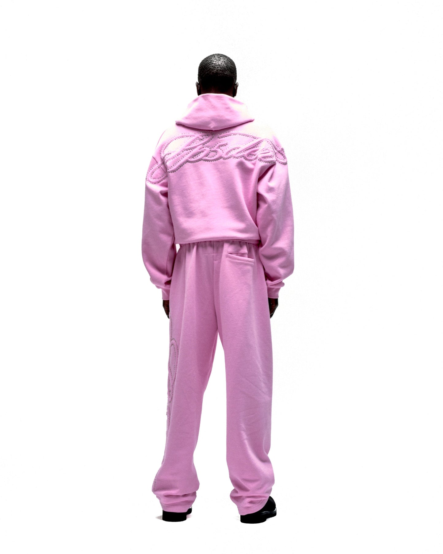 RHINESTONE SCRIPT ZIP HOODIE