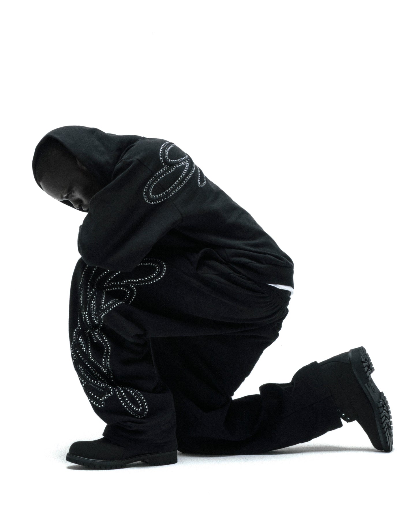 RHINESTONE SCRIPT ZIP HOODIE