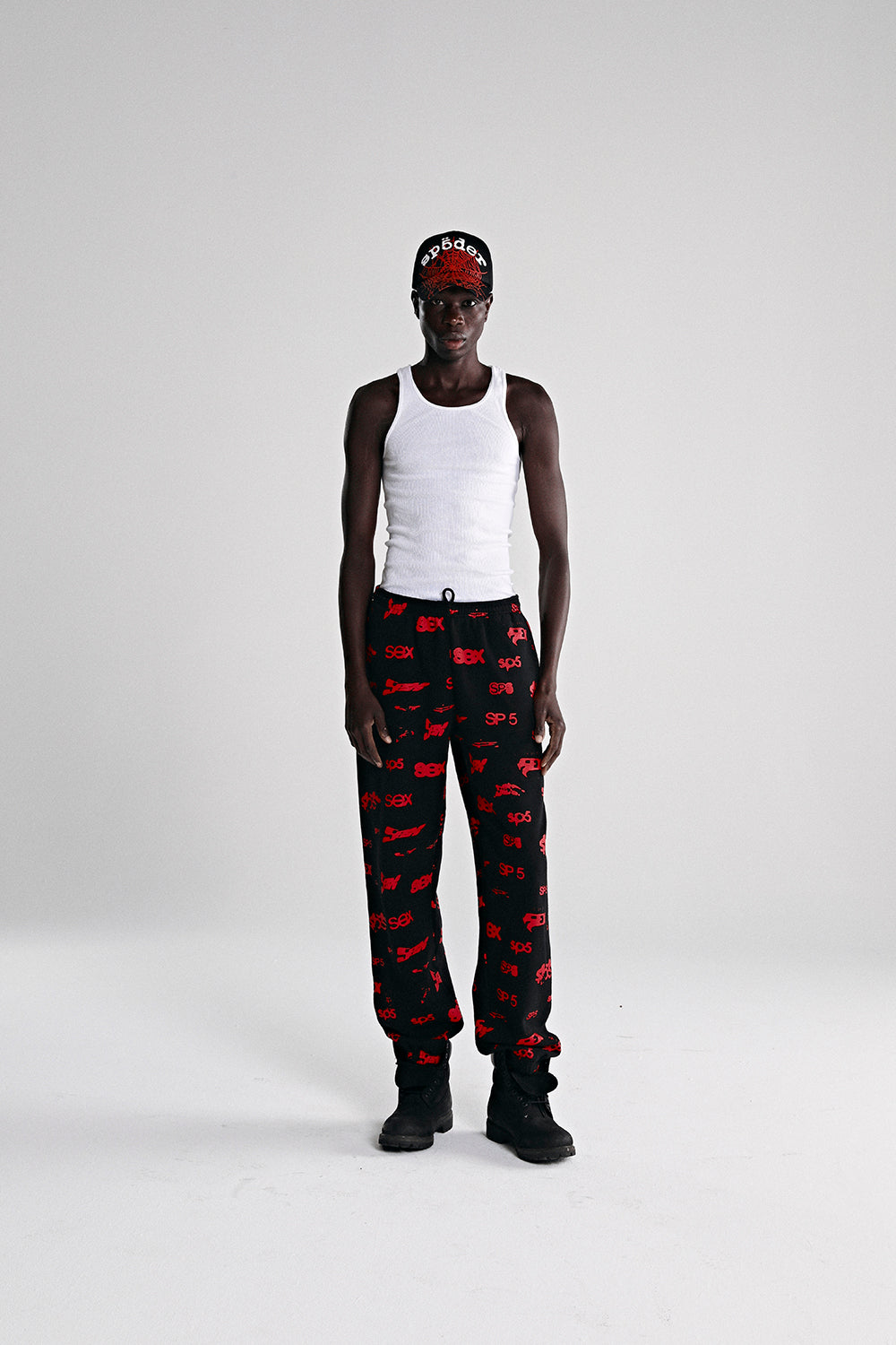 BLACK SEX AOP SWEATPANT ON MODEL