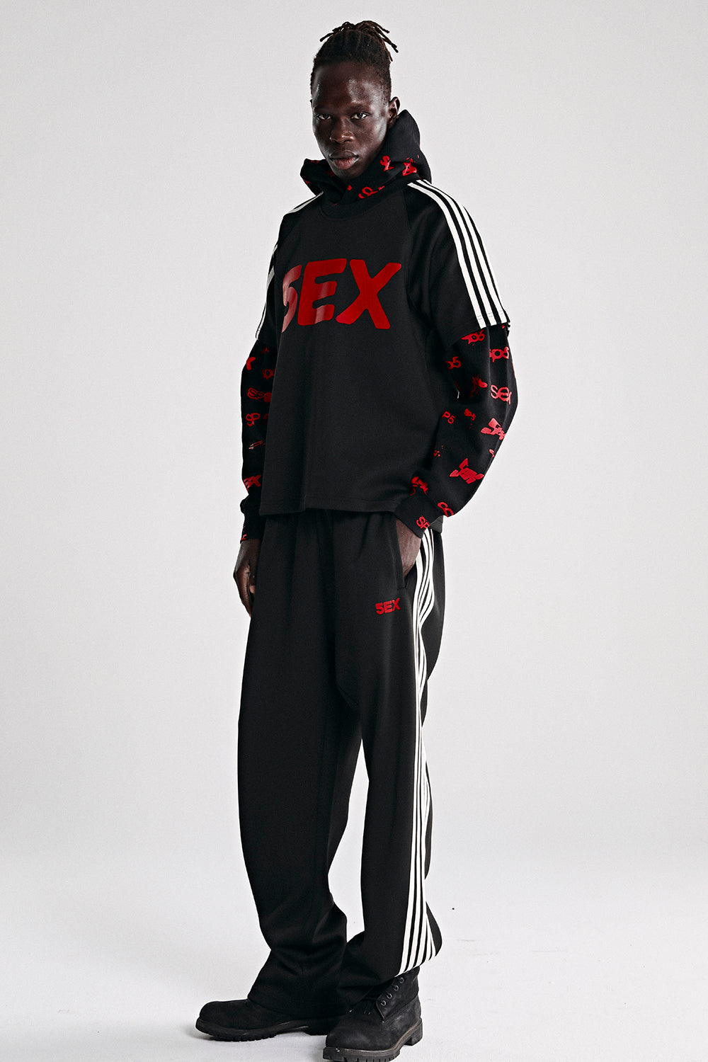 BLACK 5EX TRACK PANT ON MODEL