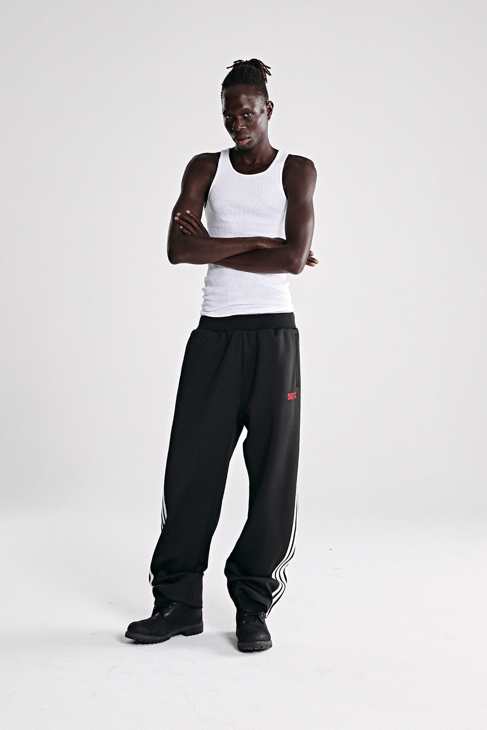 BLACK 5EX TRACK PANT ON MODEL