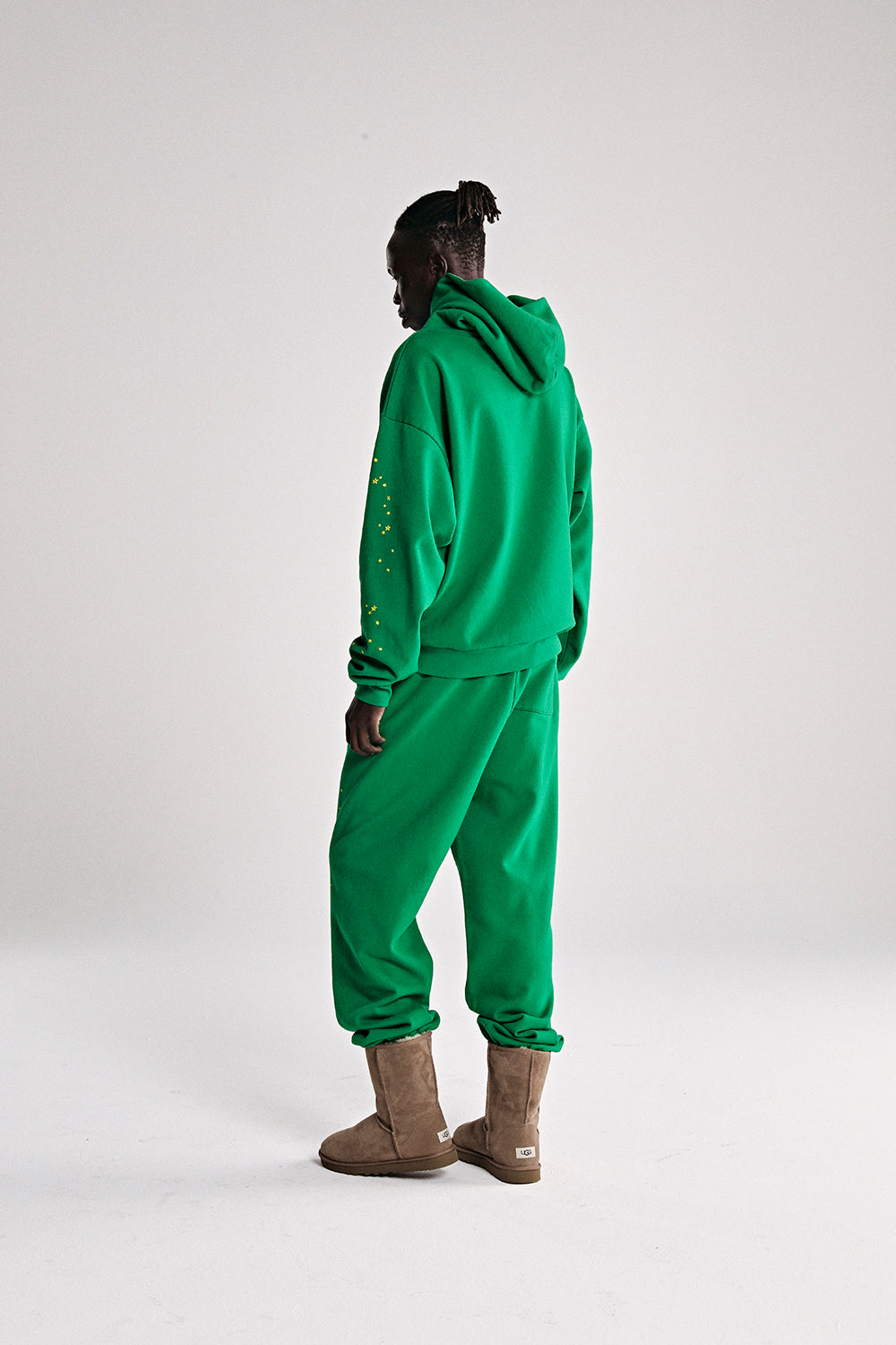 GREEN STAR OG WEB V2 HOODIE ON MODEL