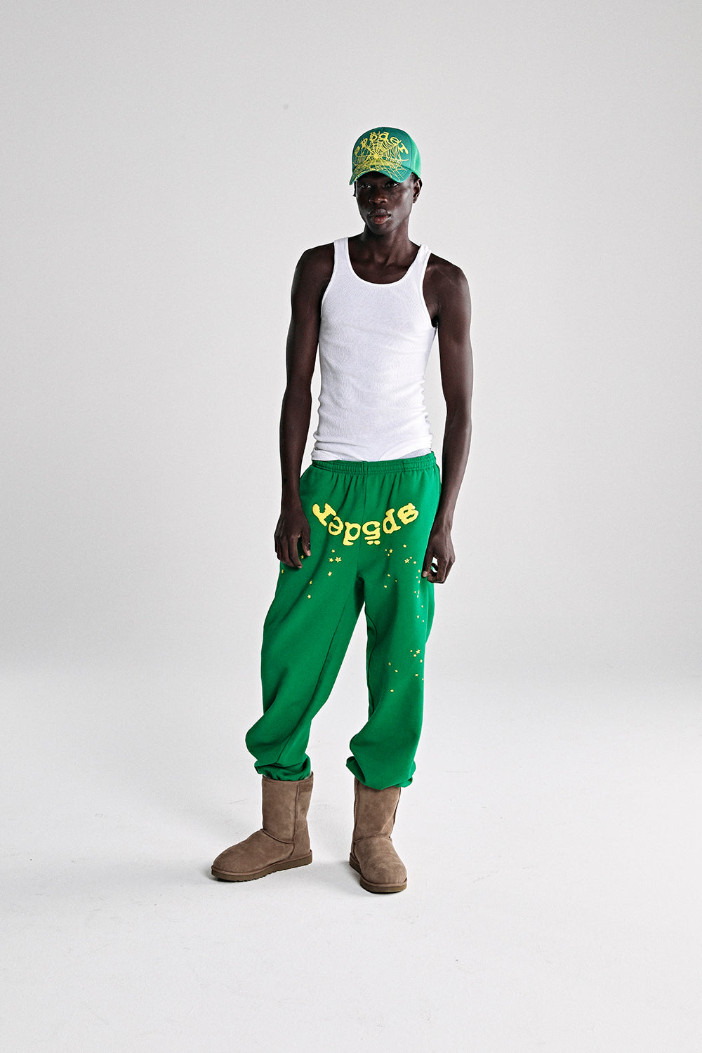 GREEN STAR OG WEB V2 SWEATPANT ON MODEL