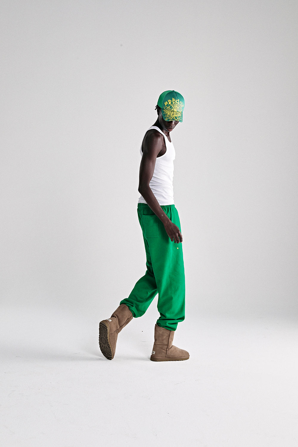 GREEN STAR OG WEB V2 SWEATPANT ON MODEL