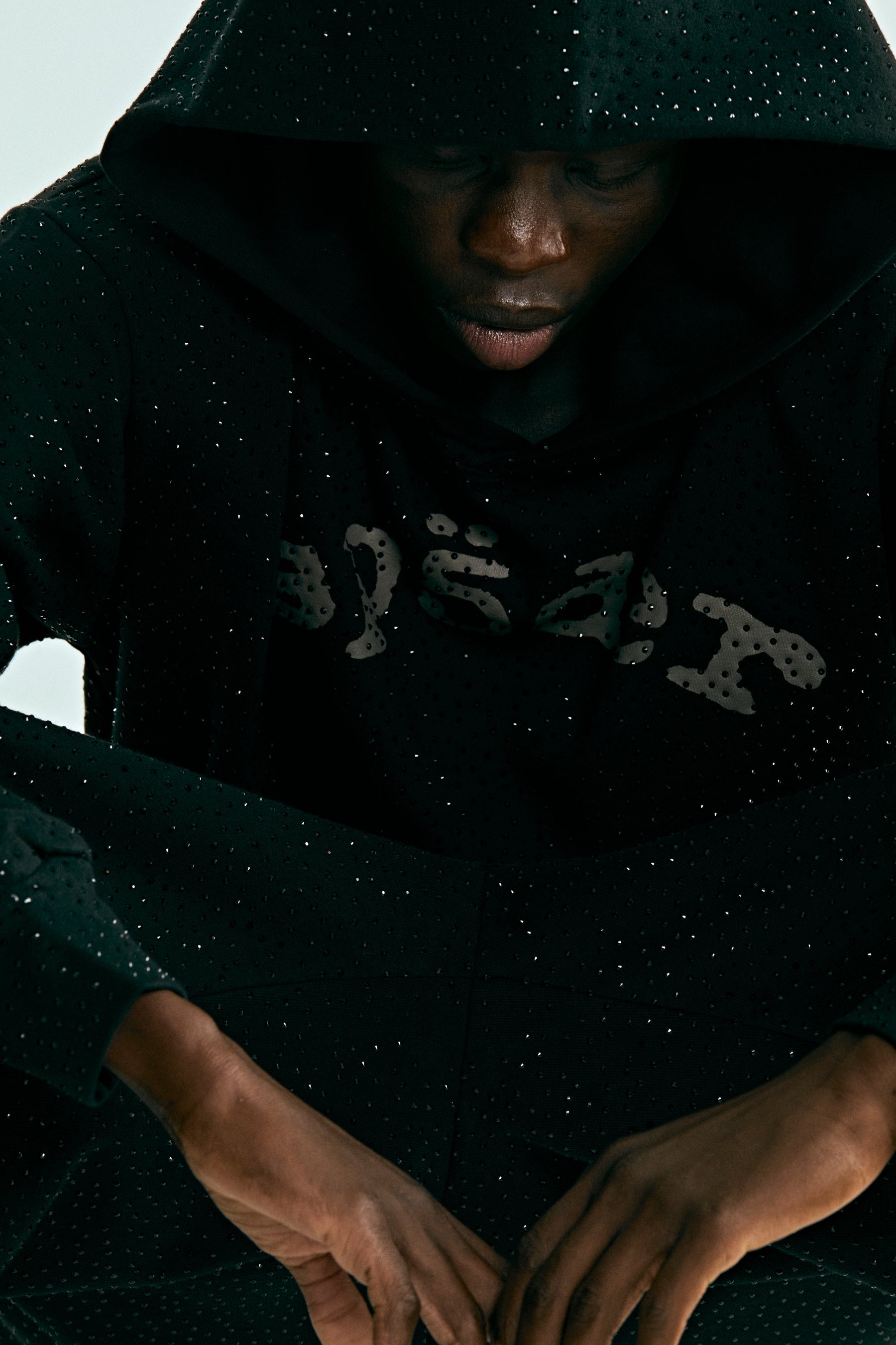 BLACK VVS HOODIE ON MODEL