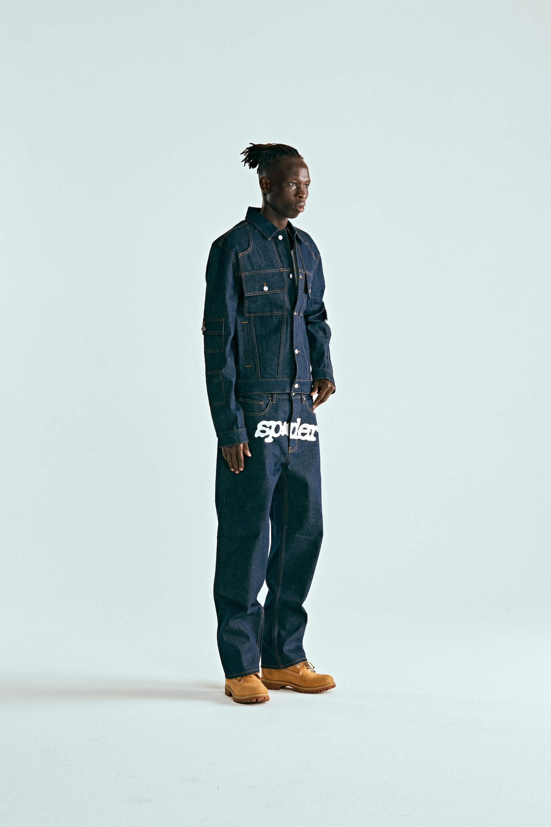 INDIGO DENIM V3 TRUCK JACKET ON MODEL