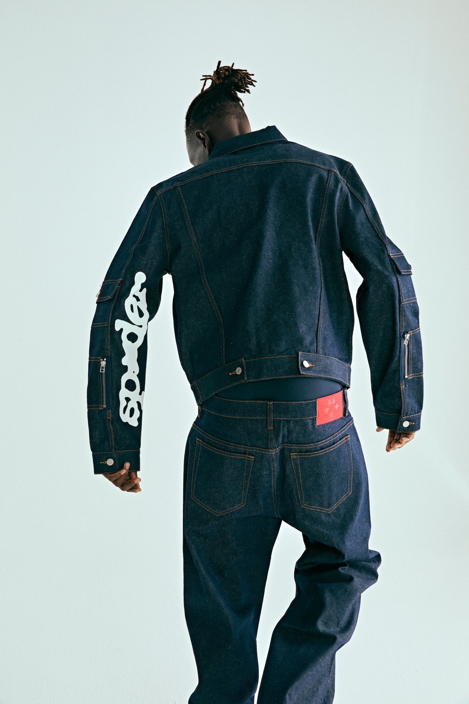 INDIGO DENIM V3 TRUCK JACKET ON MODEL