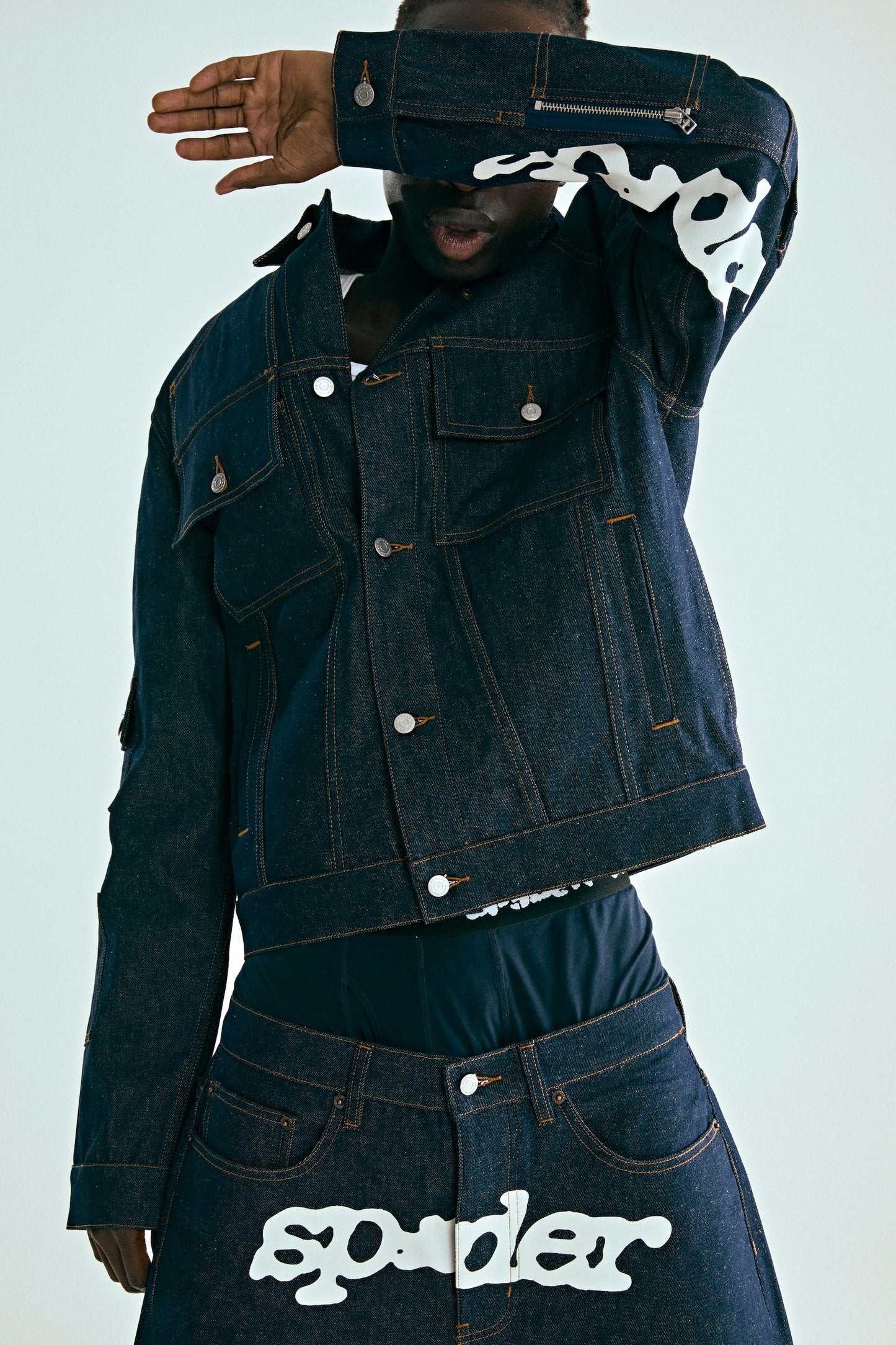 INDIGO DENIM V3 TRUCK JACKET ON MODEL