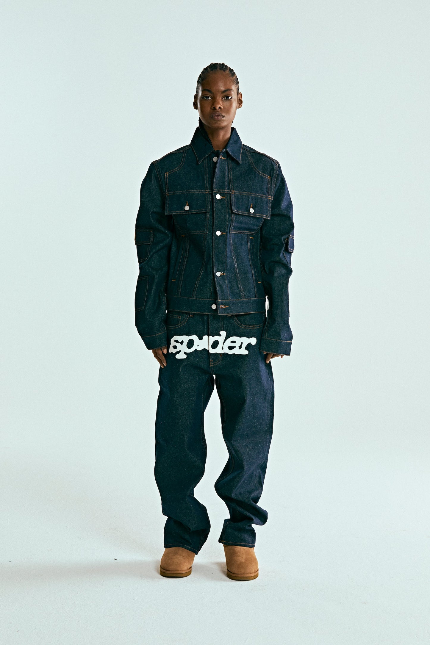 INDIGO DENIM V3 TRUCK JACKET ON MODEL