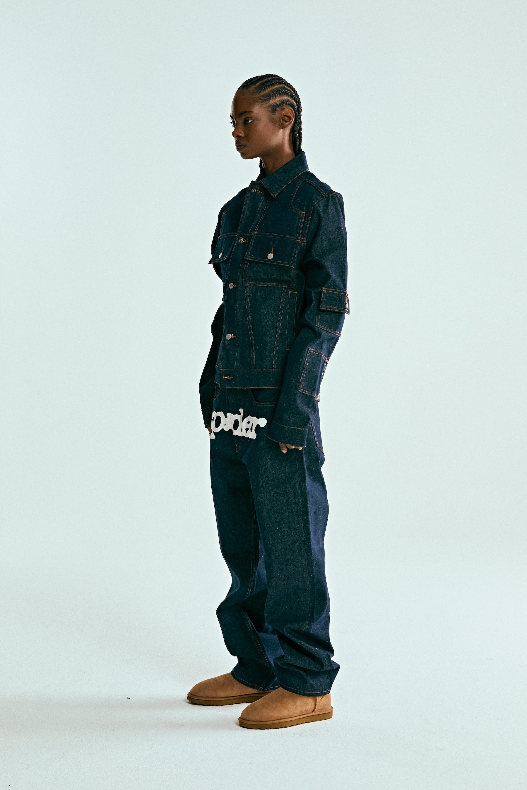 INDIGO DENIM V3 TRUCK JACKET ON MODEL