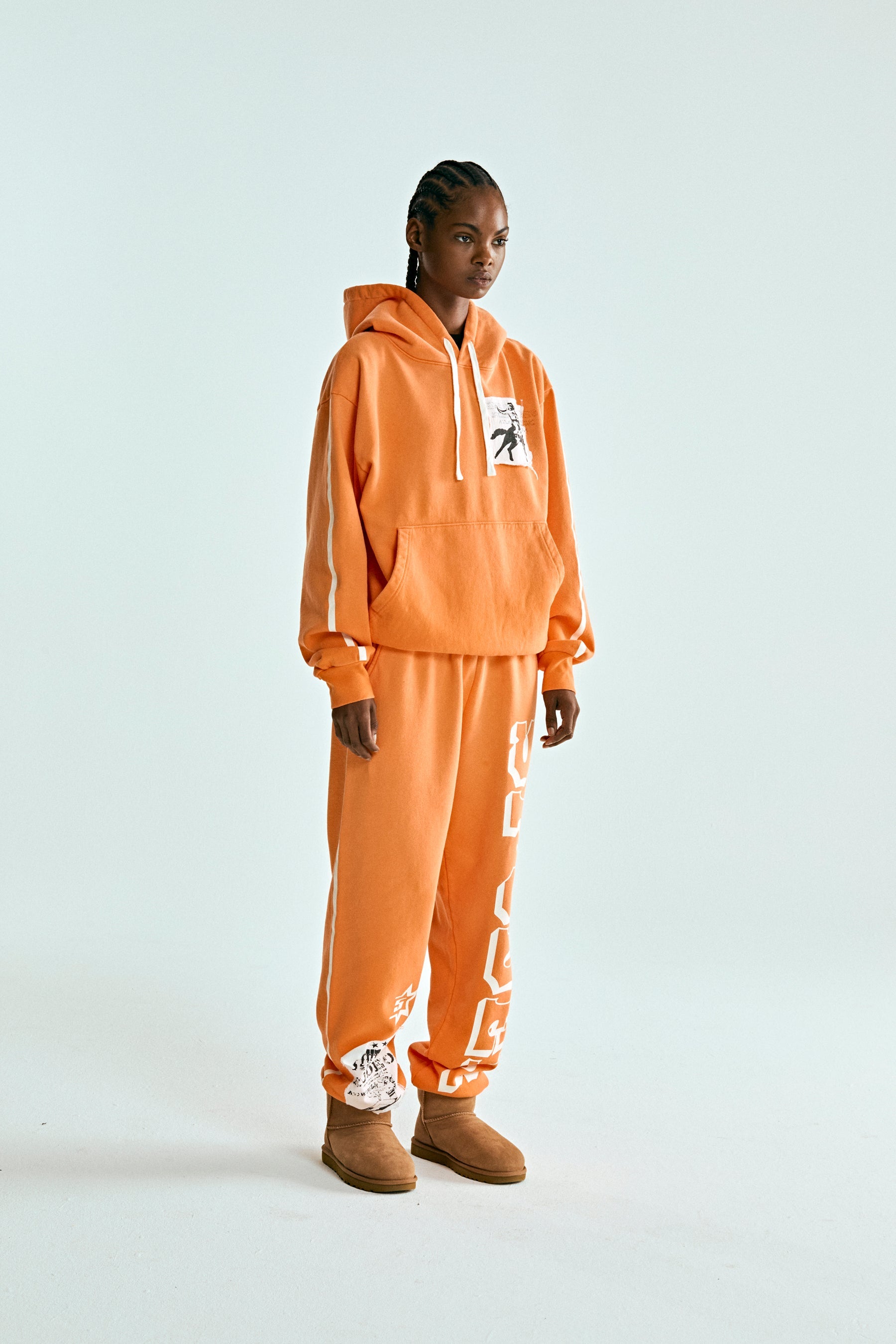 ORANGE 5STAR RODEO HOODIE ON MODEL