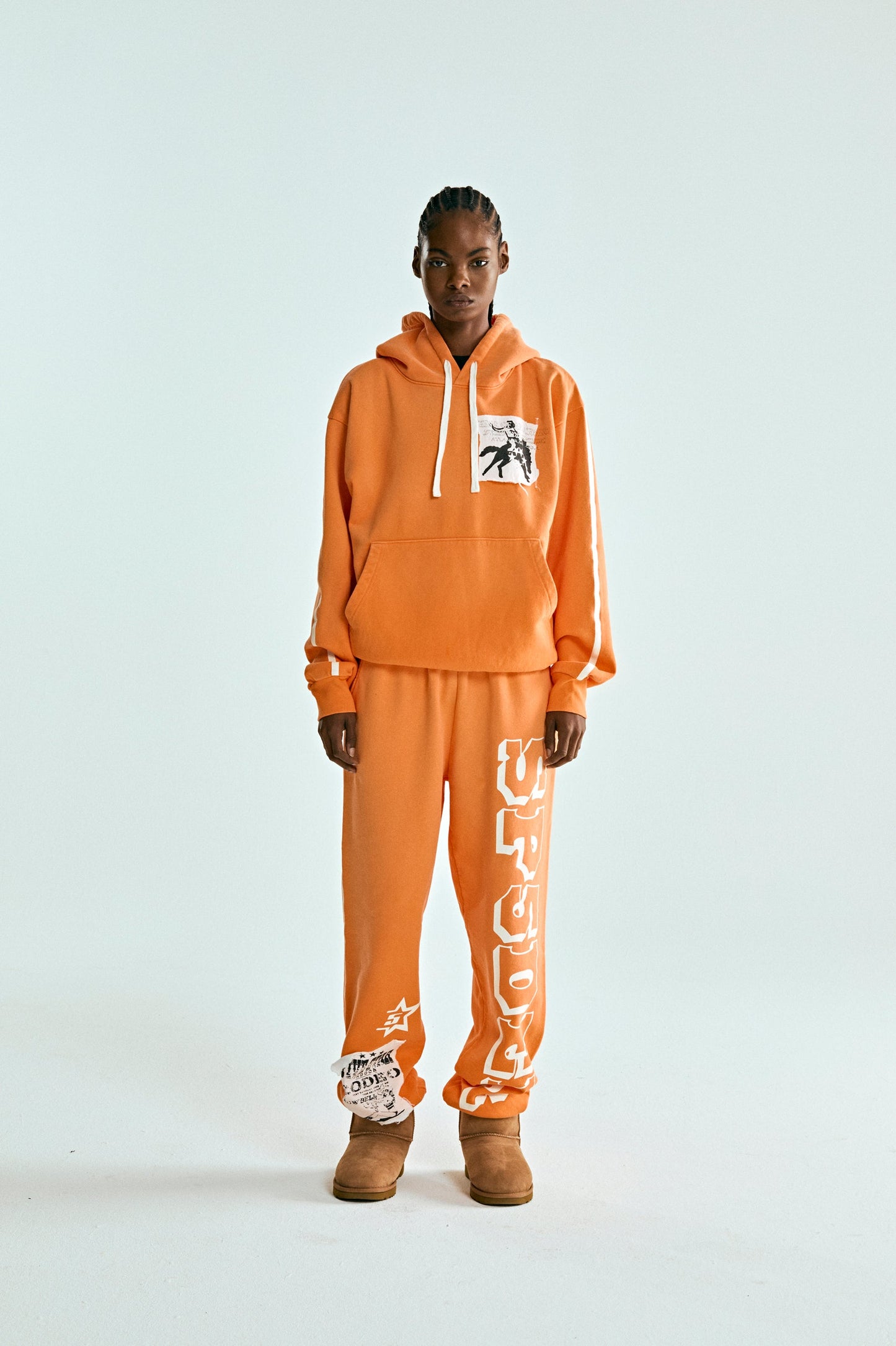 ORANGE 5STAR RODEO HOODIE ON MODEL