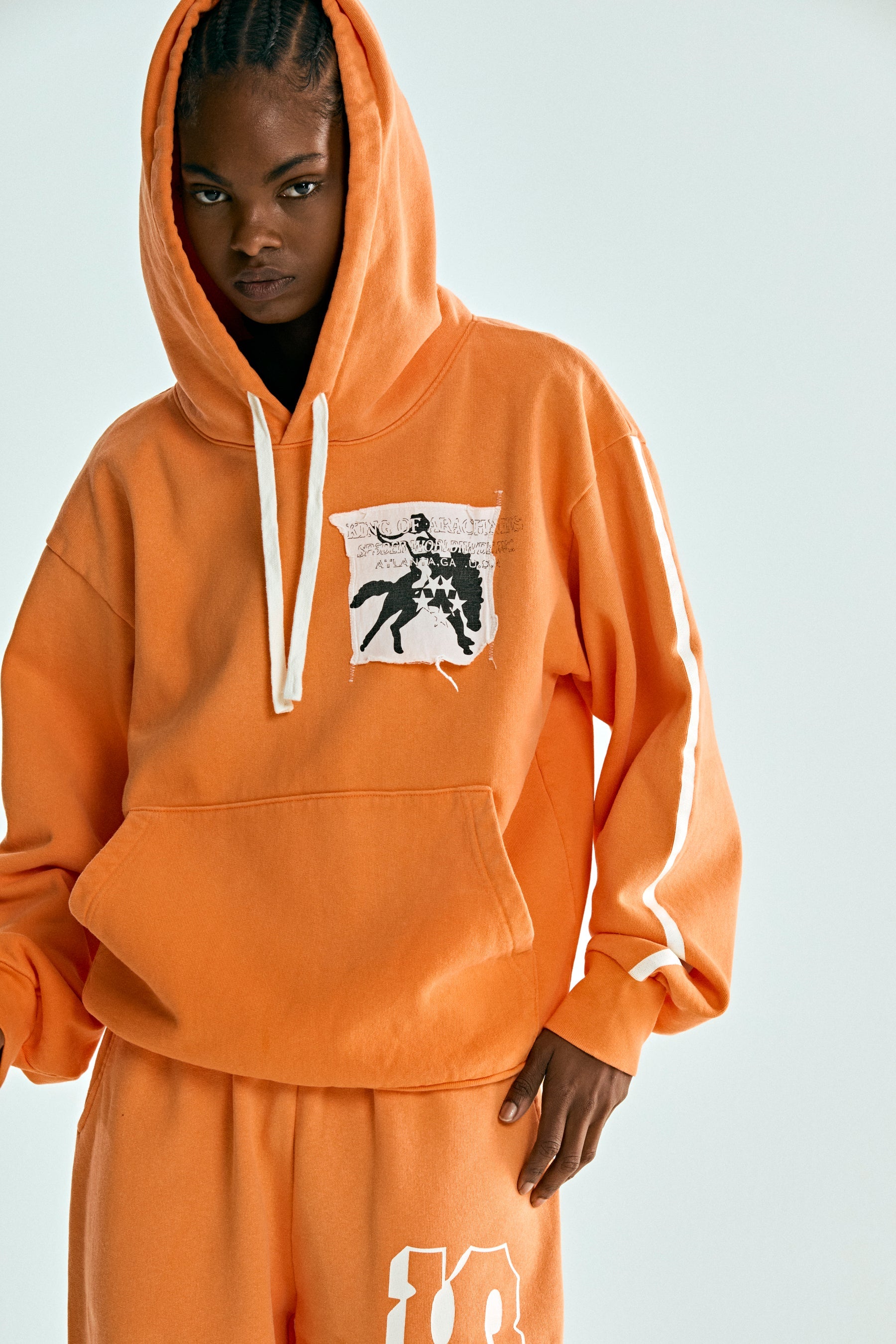 ORANGE 5STAR RODEO HOODIE ON MODEL