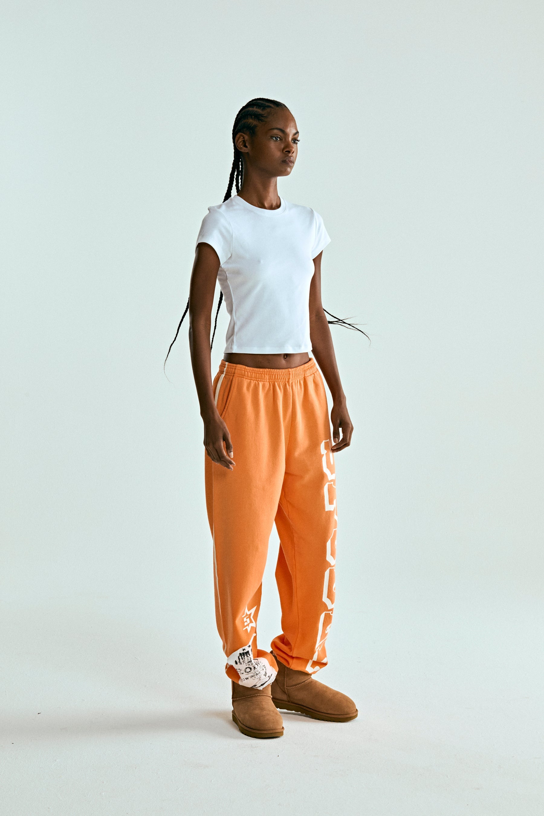 ORANGE 5STAR RODEO SWEATPANT ON MODEL