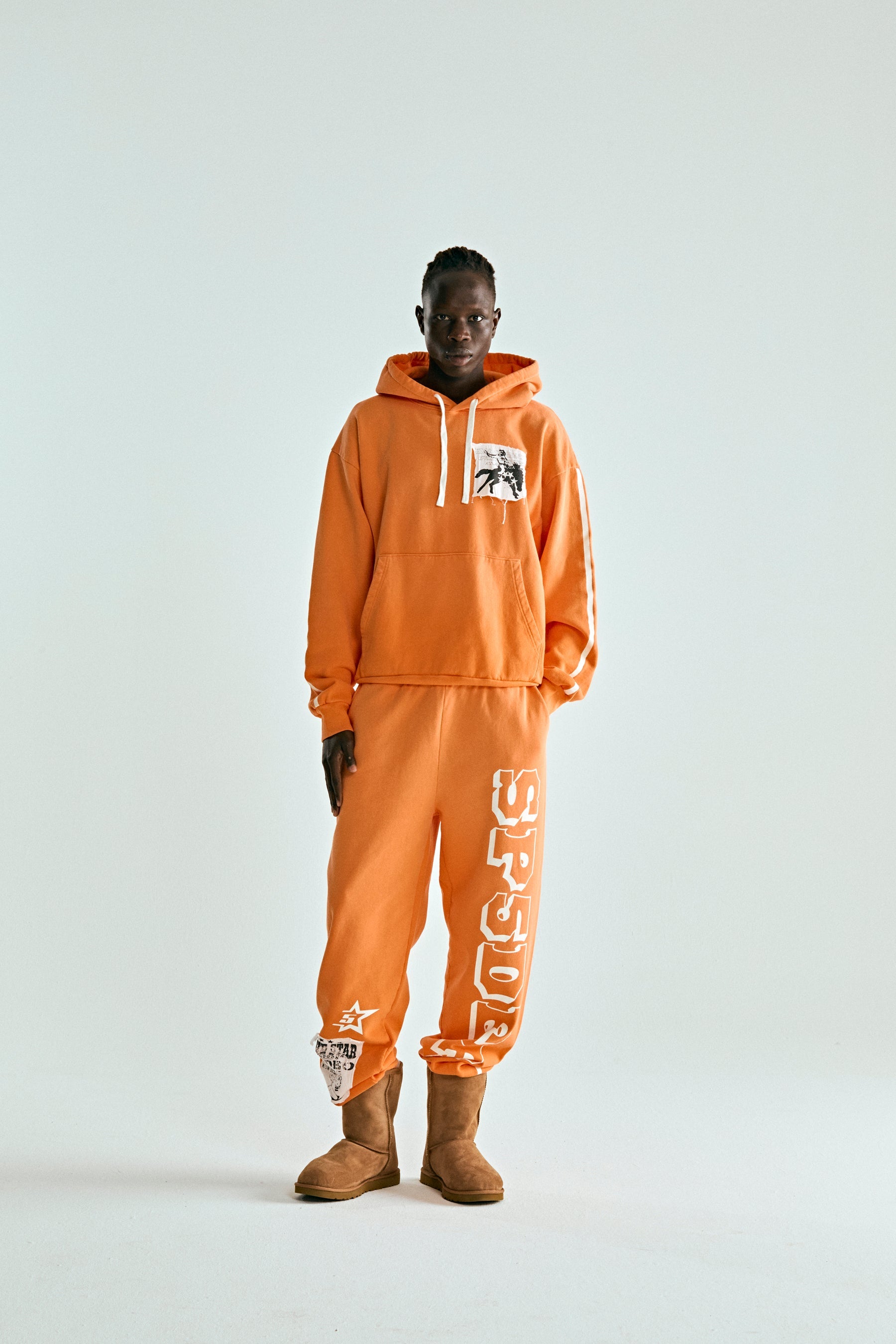 ORANGE 5STAR RODEO HOODIE ON MODEL