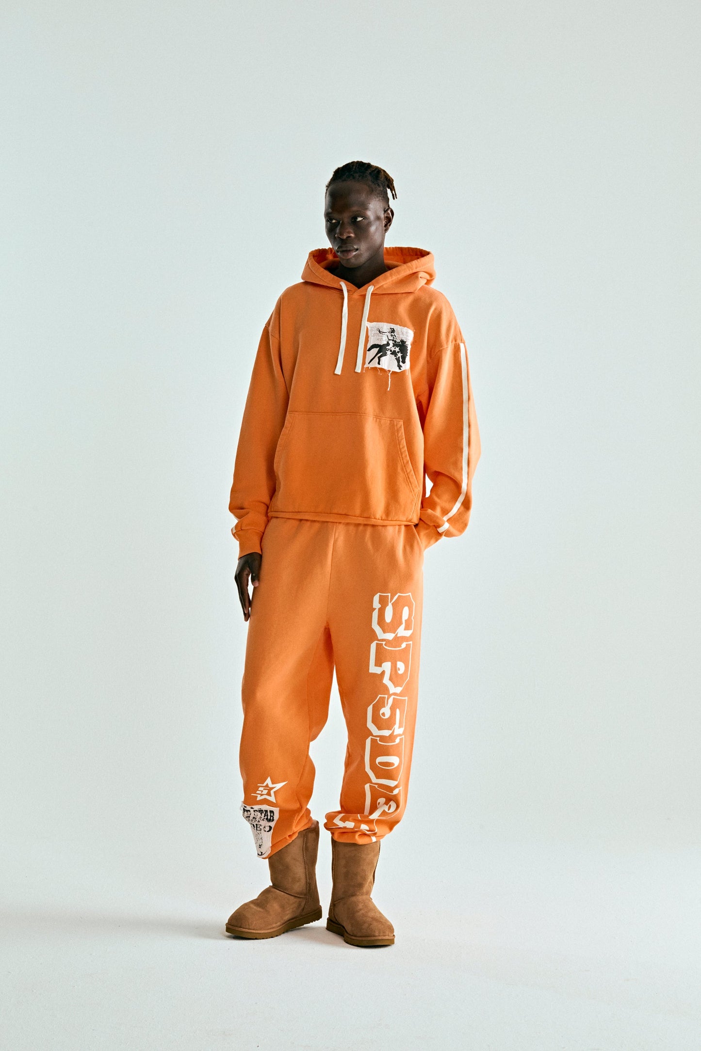 ORANGE 5STAR RODEO HOODIE ON MODEL