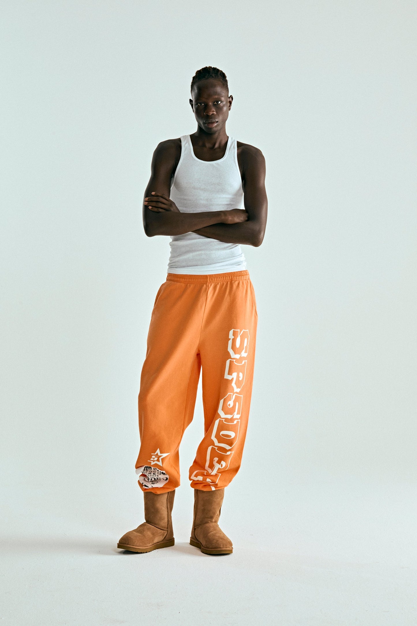 ORANGE 5STAR RODEO SWEATPANT ON MODEL