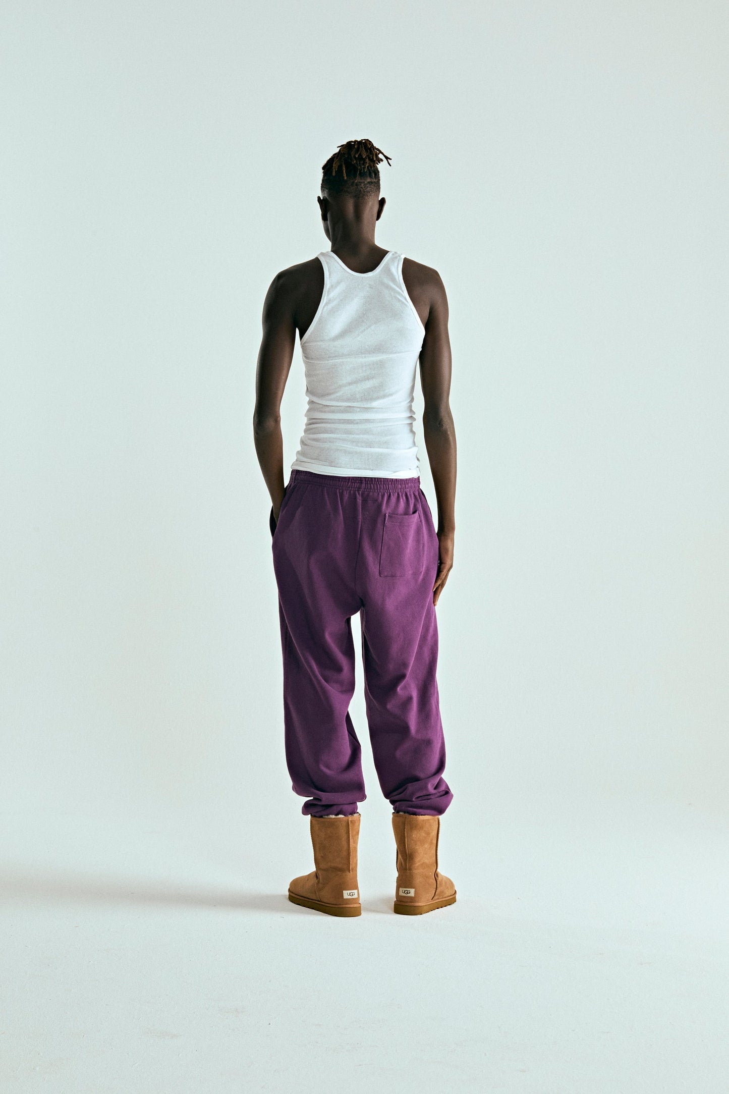 PURPLE STAR OG WEB V2 SWEATPANT ON MODEL