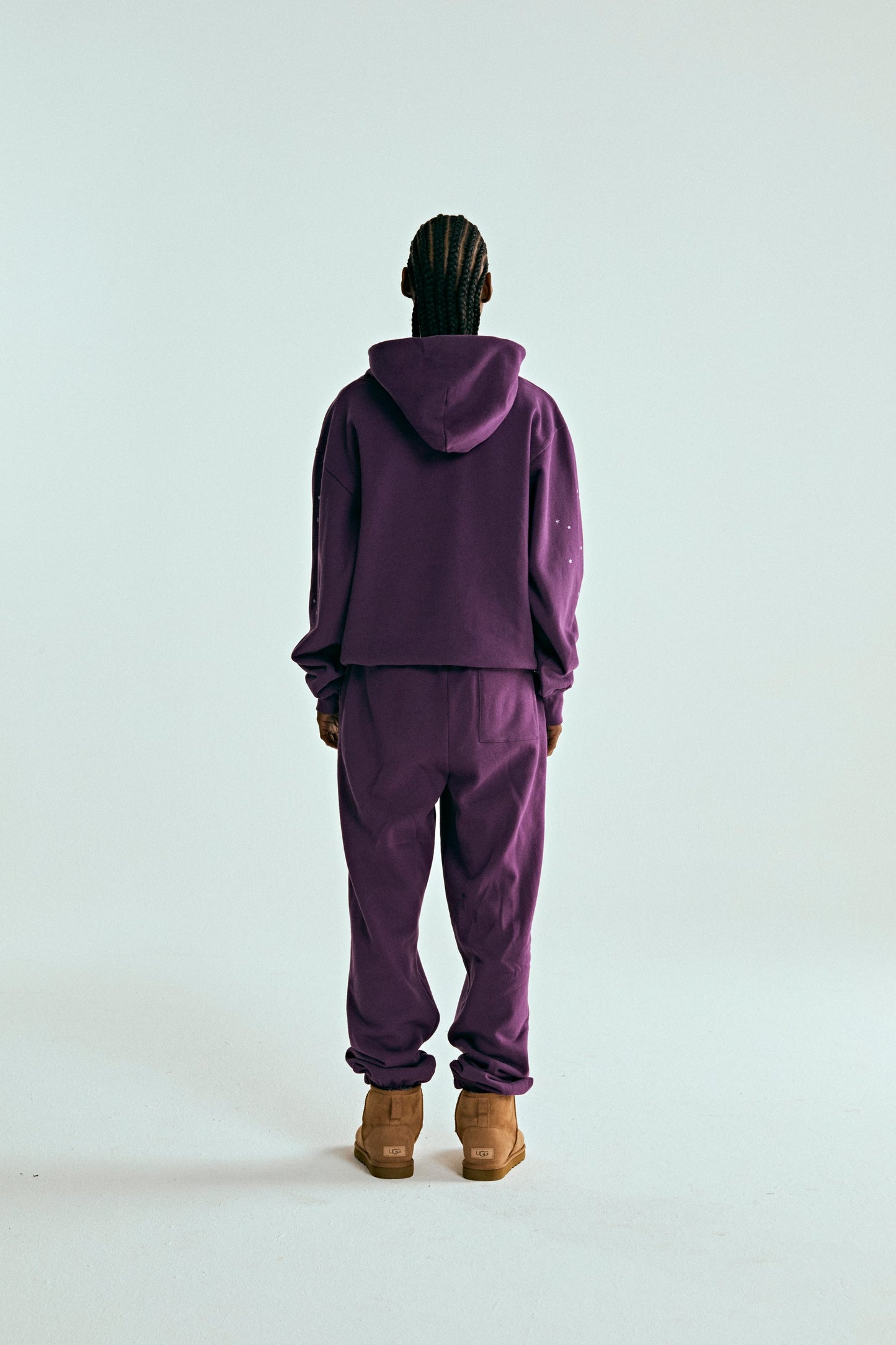 PURPLE STAR OG WEB V2 HOODIE ON MODEL