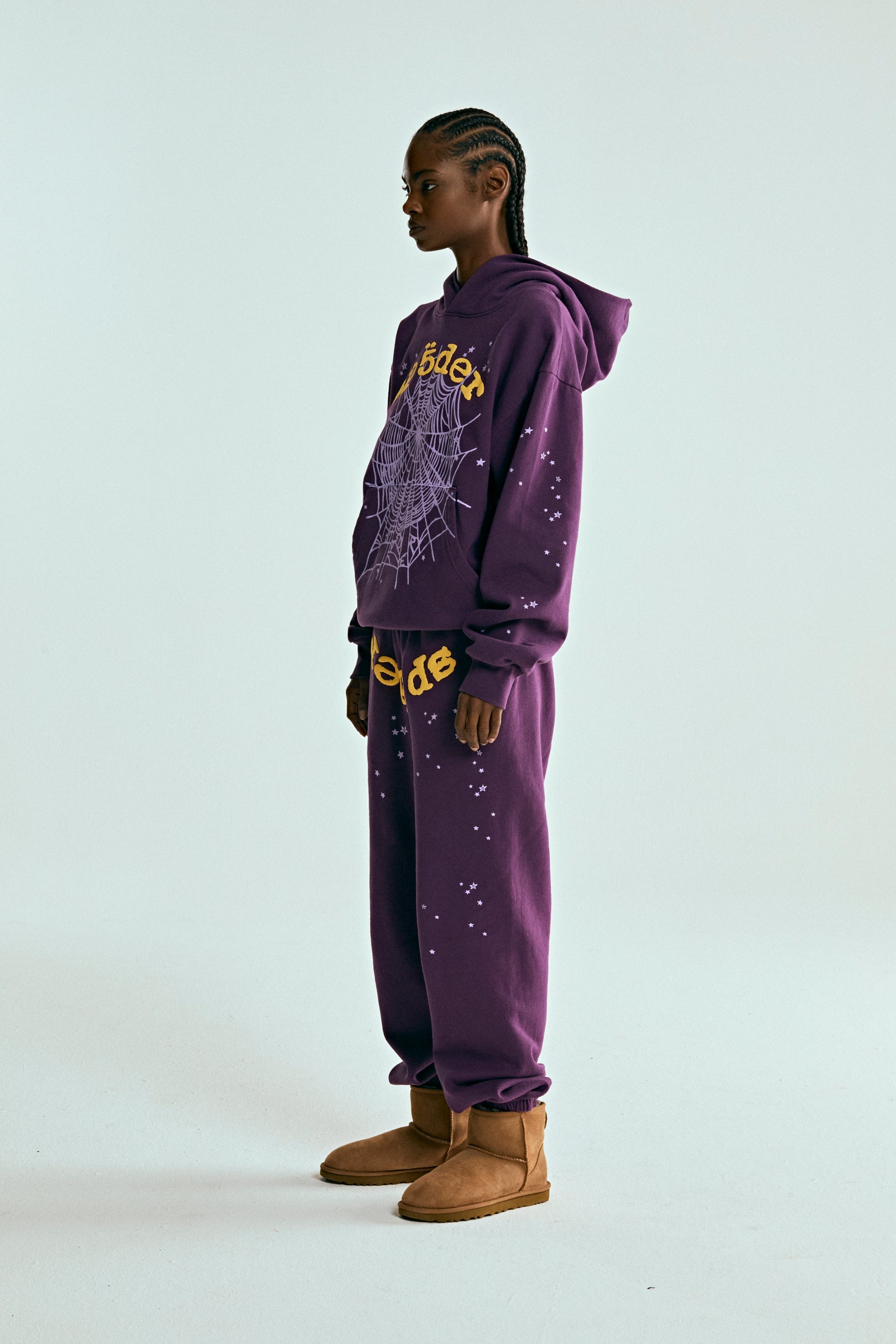 PURPLE STAR OG WEB V2 SWEATPANT ON MODEL