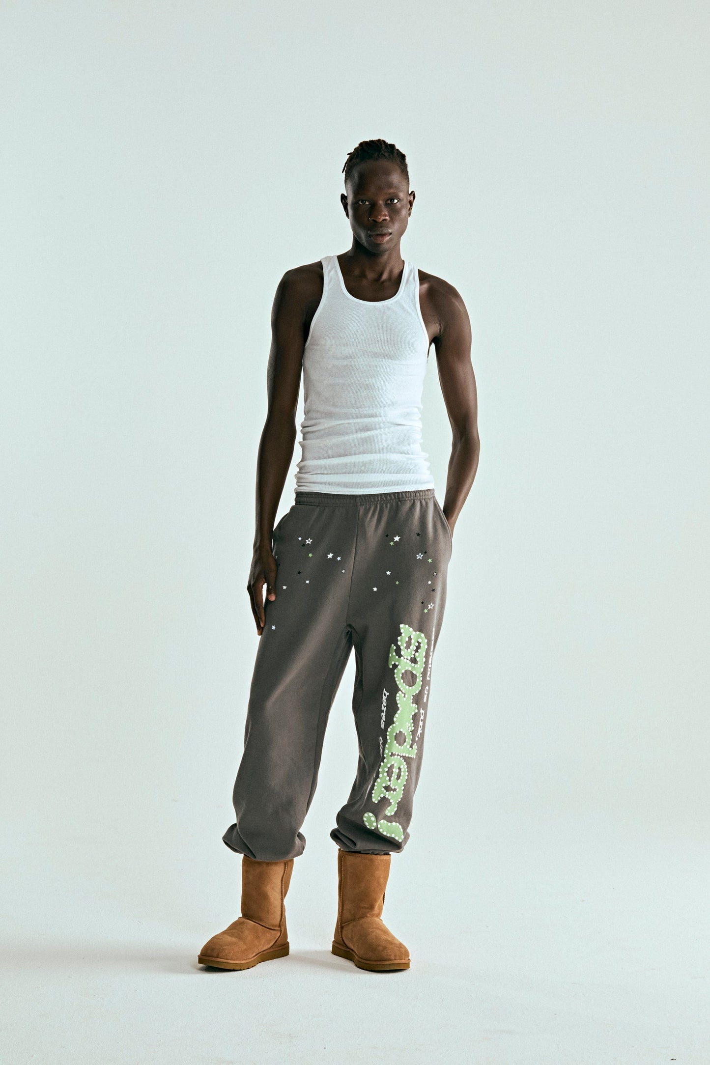 SLATE GREY PUNK V2 SWEATPANT ON MODEL